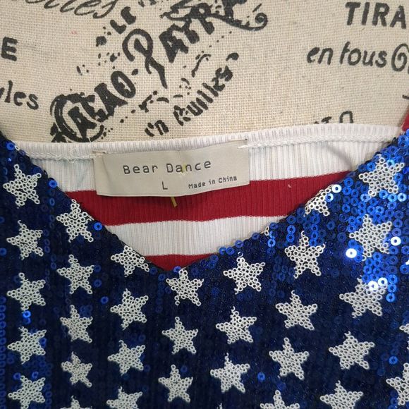Bear Dance American Flag Sequin Bodysuit large 4th Of July Patriotic - Picture 5 of 5